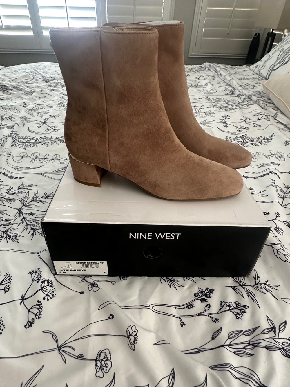 Nine West Taupe Suede Ankle Booties